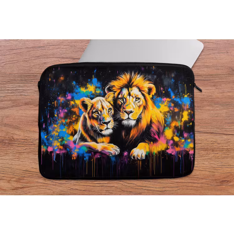 Laptophoes - Leeuwen - Schilderij - Kleuren — 2