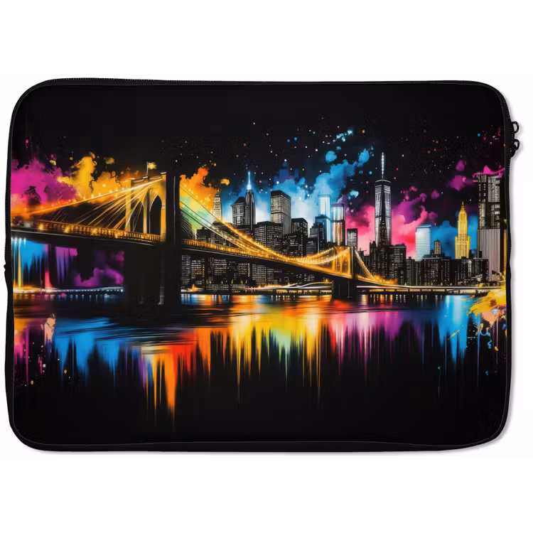 Laptophoes - Skyline - Brug - Verlichting - Kleuren — 1