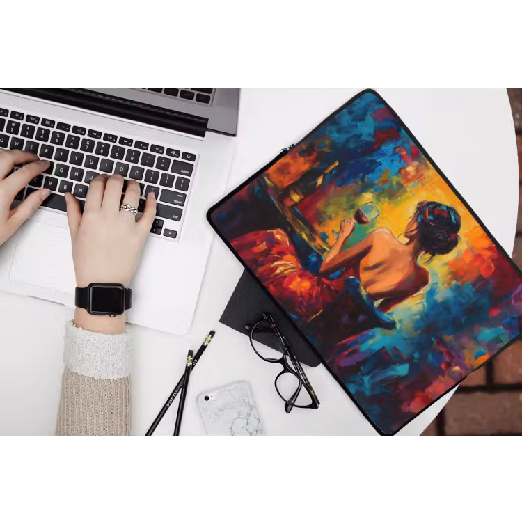 Laptophoes - Wijn - Vrouw - Sfeervol - Kleurrijk — 3