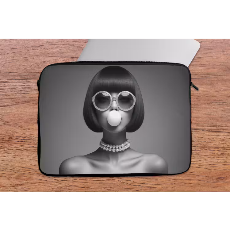 Laptophoes - Vrouw - Zwart Wit - Ketting - Zonnebril — 2