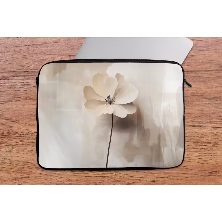 Laptophoes - Bloem - Beige - Verf - Schaduw — 2