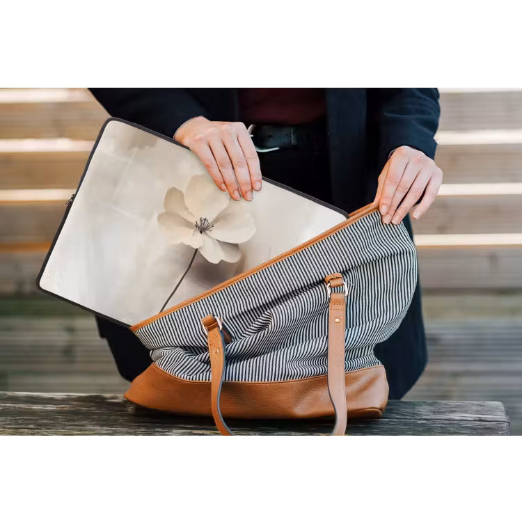Laptophoes - Bloem - Beige - Verf - Schaduw — 4
