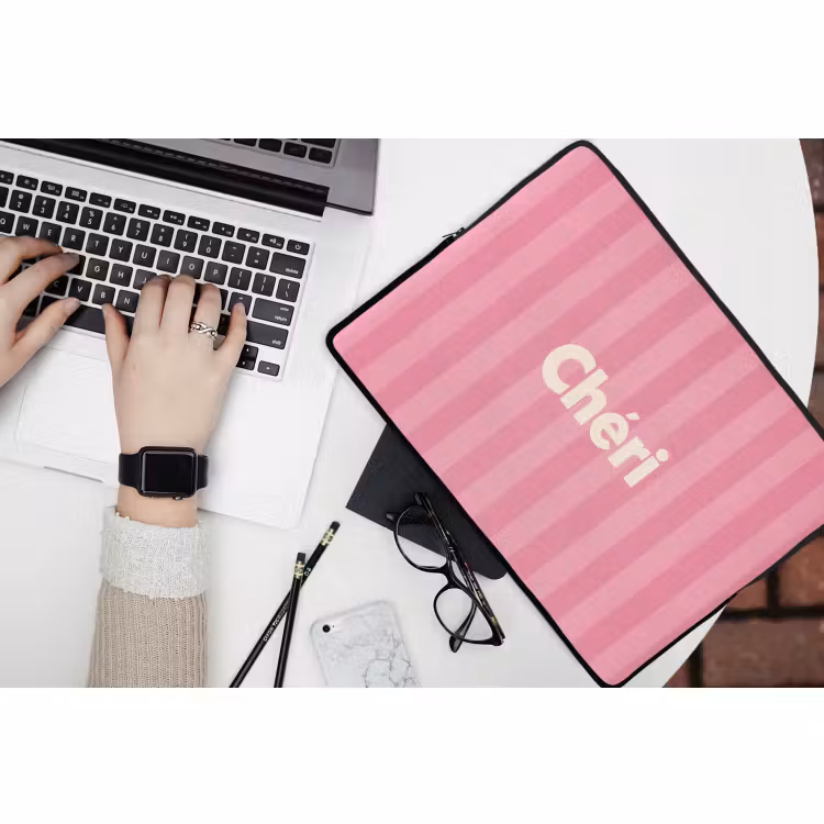 Laptophoes - Gestreept - Roze - Chéri — 3