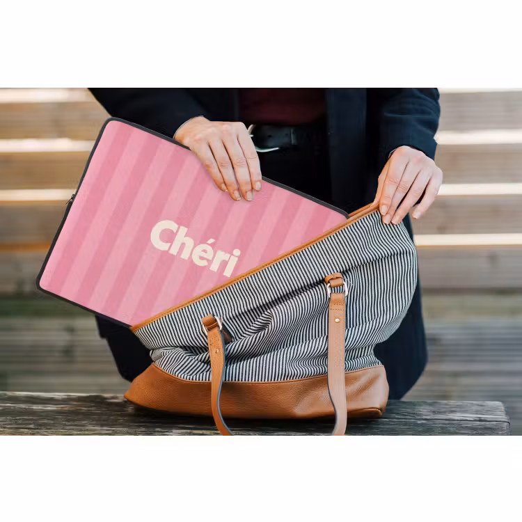 Laptophoes - Gestreept - Roze - Chéri — 4