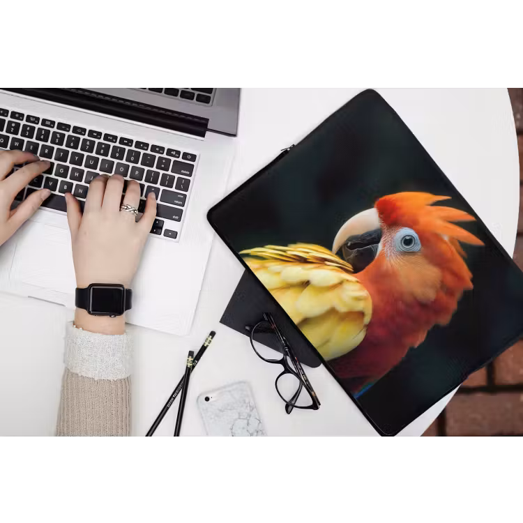 Laptophoes - Close-up - Papegaai - Veren - Oranje — 3