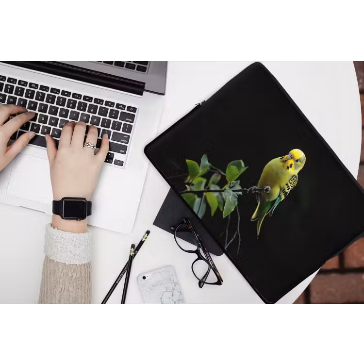 Laptophoes - Parkiet - Tak - Bladeren - Geel — 3