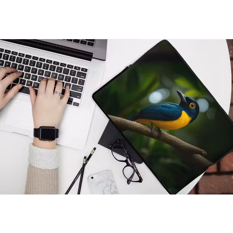 Laptophoes - Vogel - Tak - Geel - Bladeren — 3