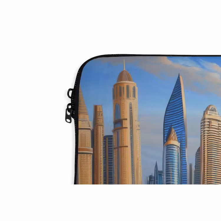 Laptophoes - Skyline - Wolkenkrabbers - Water - Blauw — 5