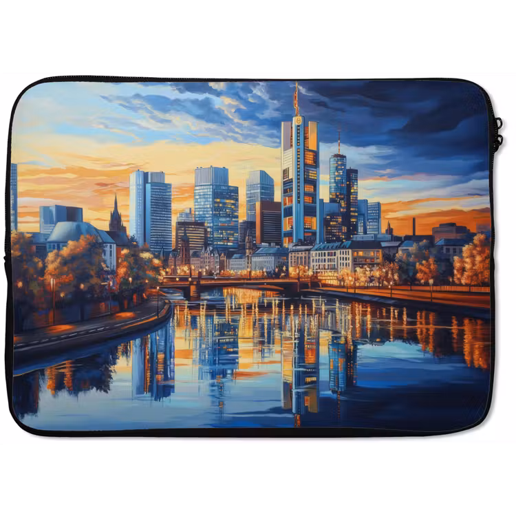 Laptophoes - Zonsondergang Frankfurt - Stad - Skyline - Water — 1