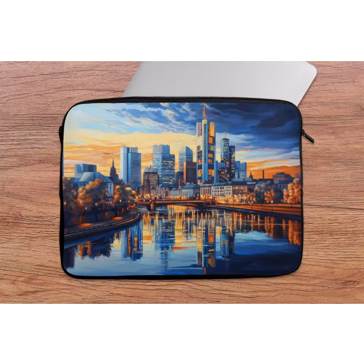 Laptophoes - Zonsondergang Frankfurt - Stad - Skyline - Water — 2