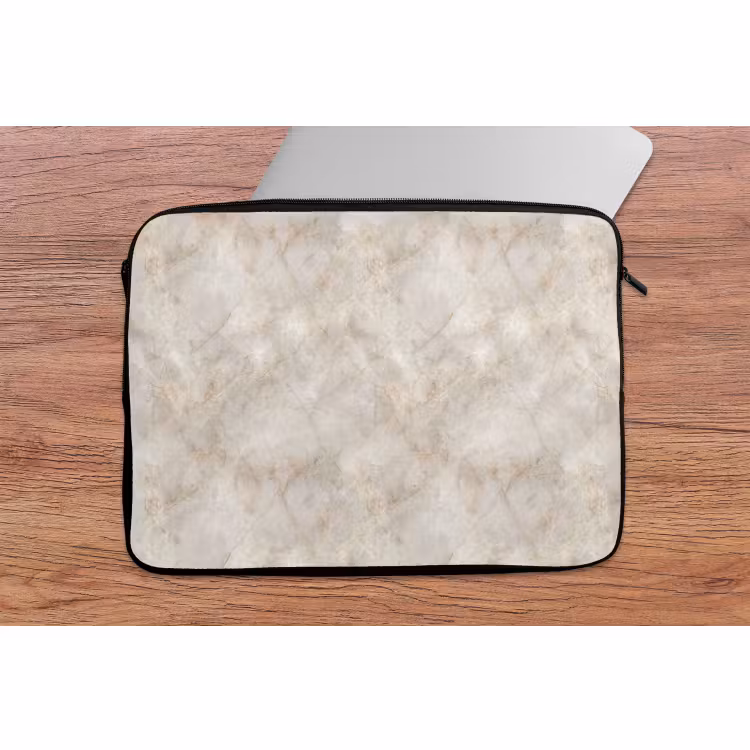 Laptophoes - Lichtbeige - Goudbruine Nerven - Marmer — 2