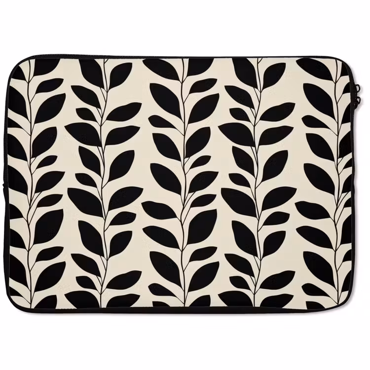Laptophoes - Botanisch - Dessin - Zwart - Beige — 1