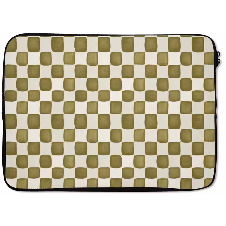 Laptophoes - Schaak - Patroon - Groen