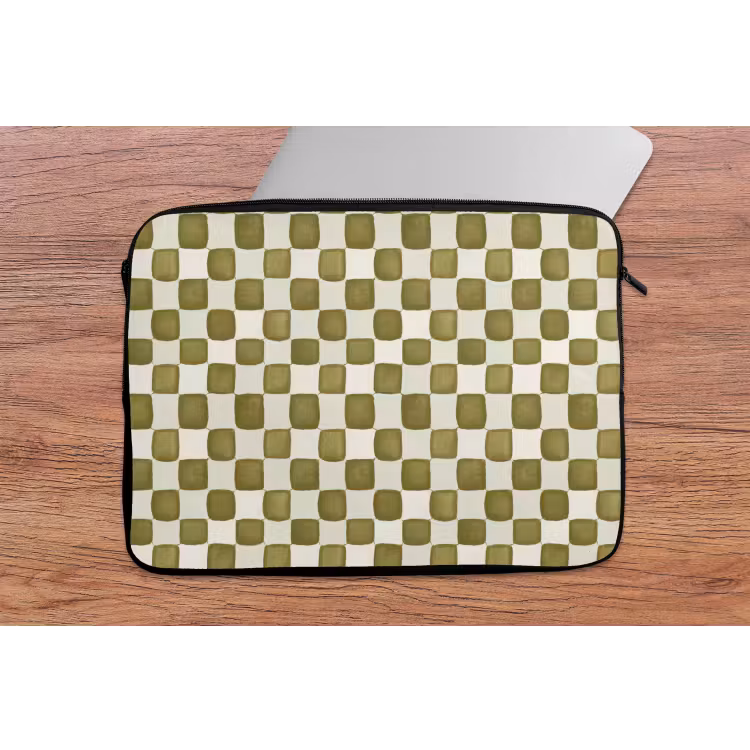Laptophoes - Schaak - Patroon - Groen — 2