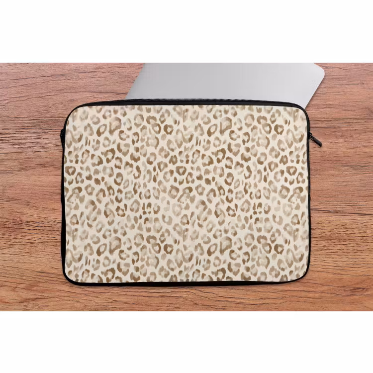 Laptophoes - Luipaard - Klassiek - Beige — 2