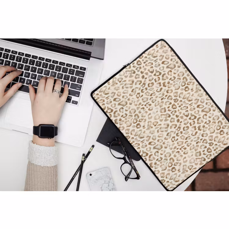 Laptophoes - Luipaard - Klassiek - Beige — 3