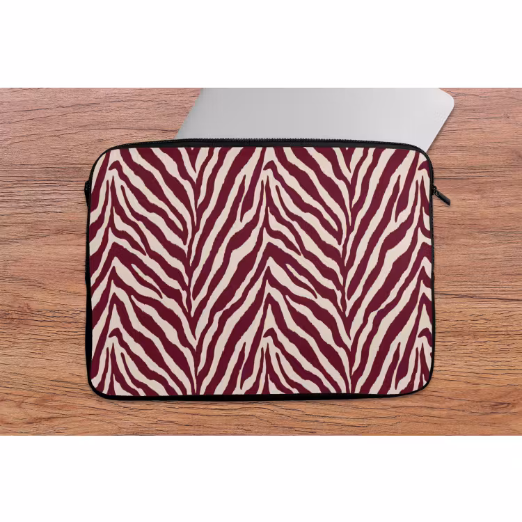 Laptophoes - Zebra - Motief - Bordeaux - Rood — 2