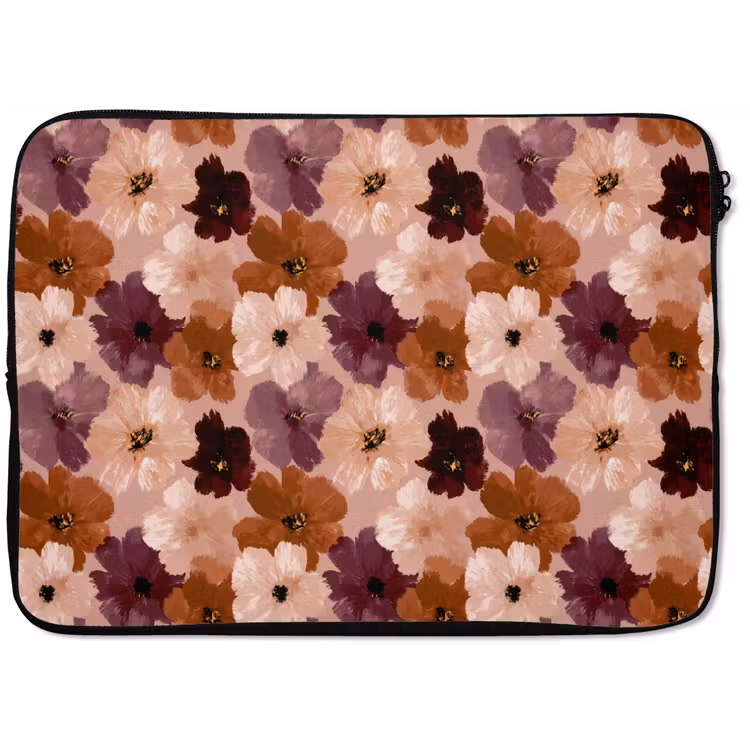 Laptophoes - Bloemen - Abstract - Aardetinten