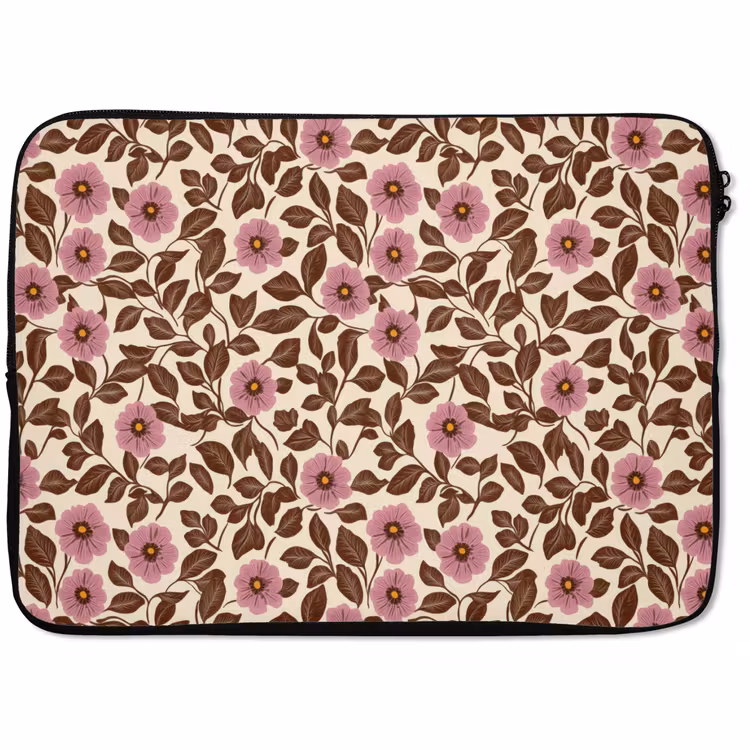 Laptophoes - Bloemen - Bladeren - Kleurrijk