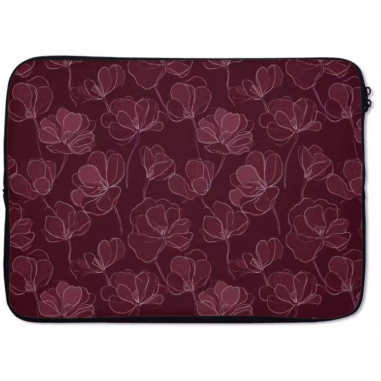 Laptophoes - Bloemen - Patroon - Bordeauxrood