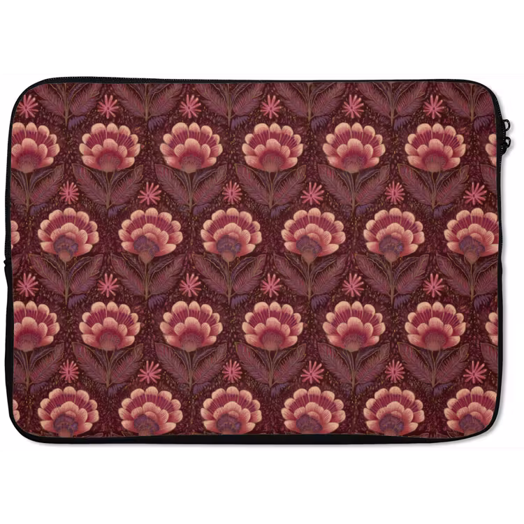 Laptophoes - Bloemen - Waaier - Paars