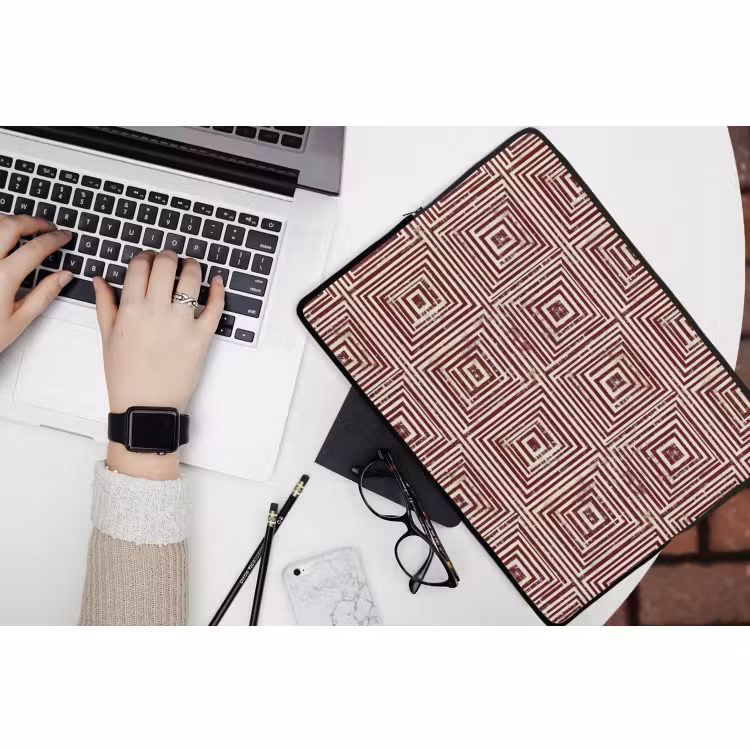 Laptophoes - Geometrisch - Patroon - Rood — 3