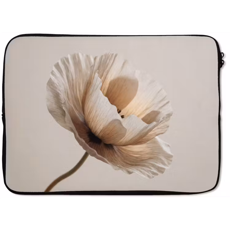 Laptophoes - Bloem - Beige - Crème