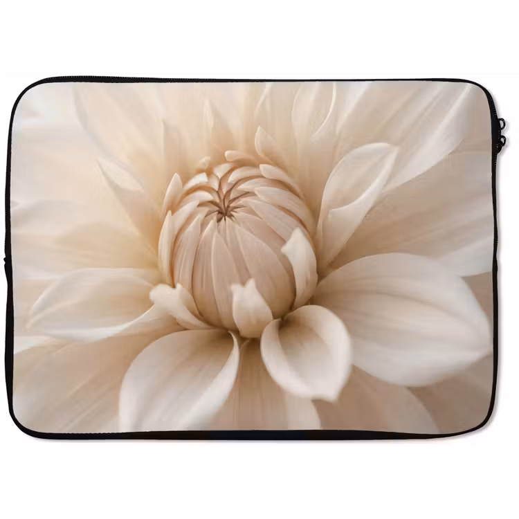 Laptophoes - Bloem - Dahlia - Wit