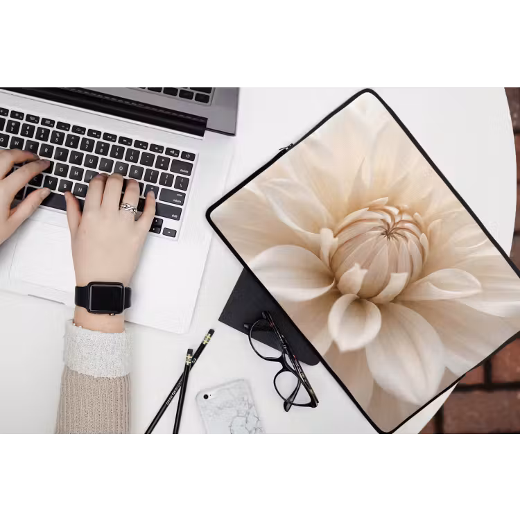 Laptophoes - Bloem - Dahlia - Wit — 3
