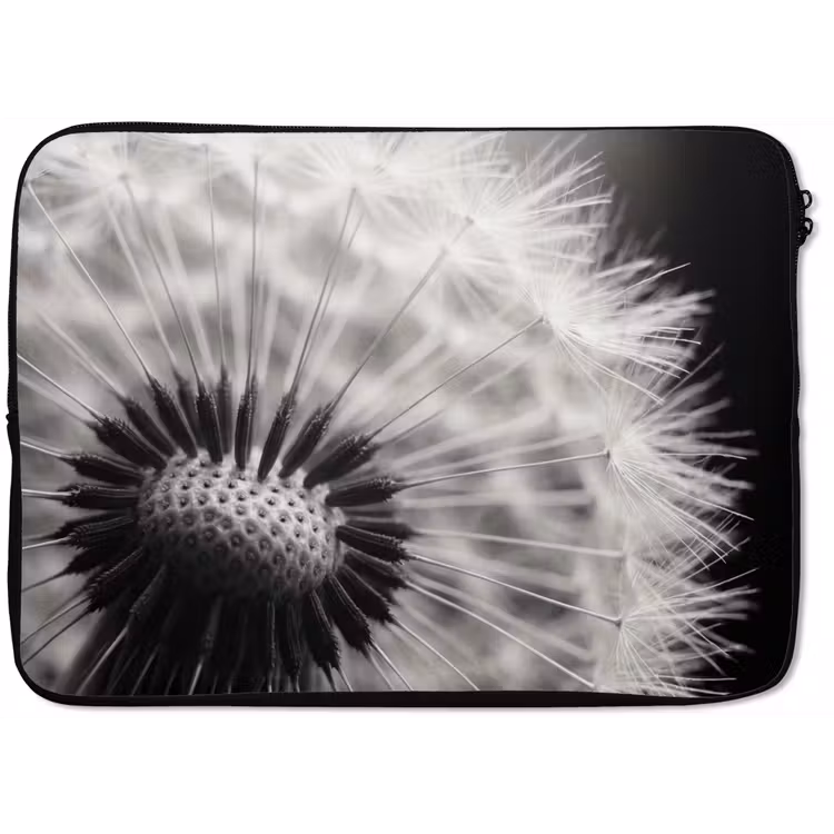 Laptophoes - Paardenbloem - Zwart - Wit