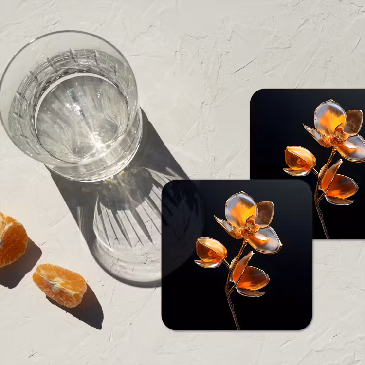Onderzetter​ - Bloem - Orchidee - Oranje — 2