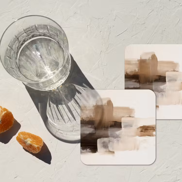 Onderzetter​ - Abstracte Verfstreken Beige — 2