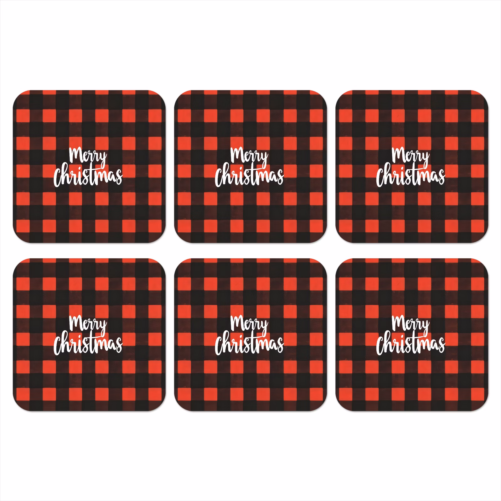 Onderzetter - Geruit - Rood - Tekst - Christmas — 1