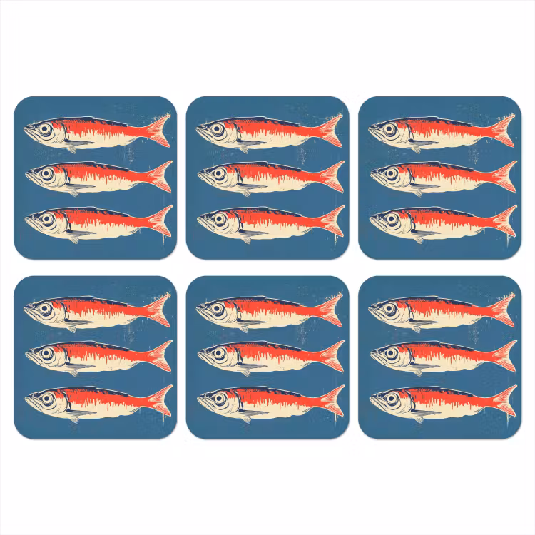 Onderzetter - Vissen - Rood - Blauw — 1