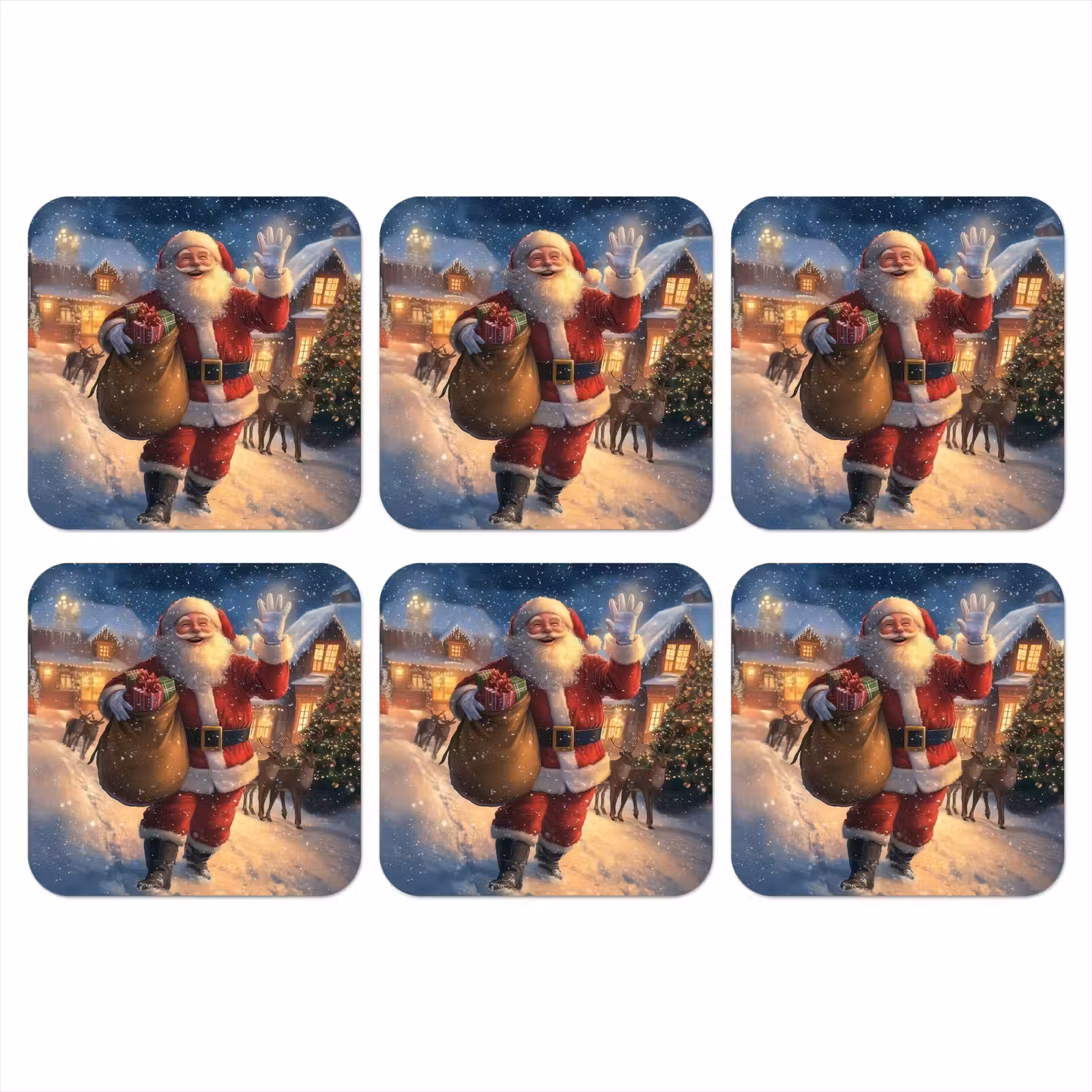 Onderzetter - Kerstman - Dorp - Hert - Donker — 1