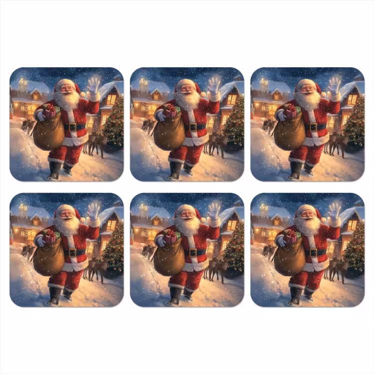 Onderzetter - Kerstman - Dorp - Hert - Donker — 1