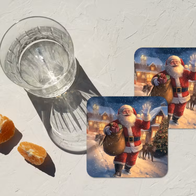 Onderzetter - Kerstman - Dorp - Hert - Donker — 2