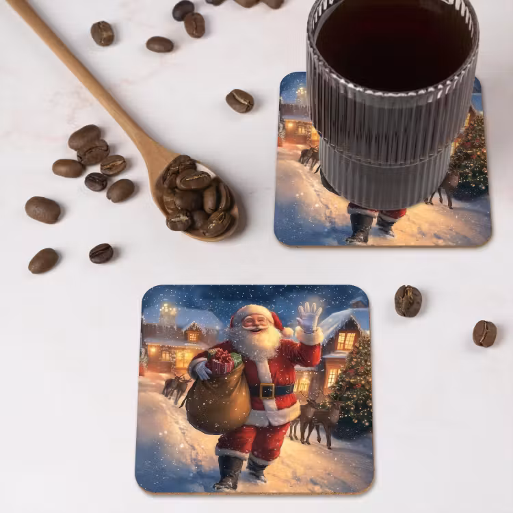 Onderzetter - Kerstman - Dorp - Hert - Donker — 4