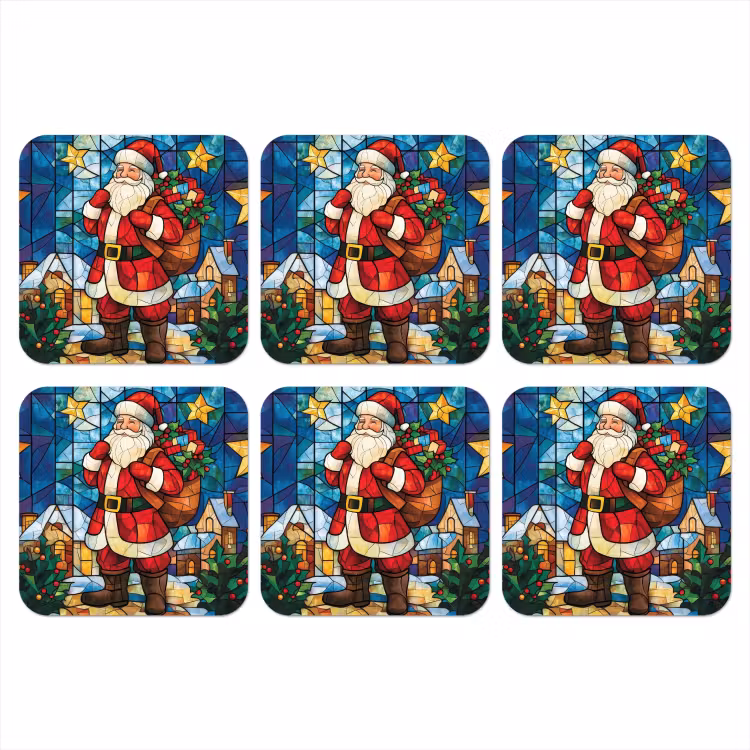 Onderzetter​ - Kerstman Glas in Lood