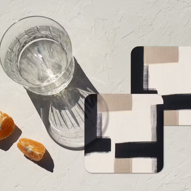 Onderzetter​ - Abstracte Zwarte Penseelstreken — 2