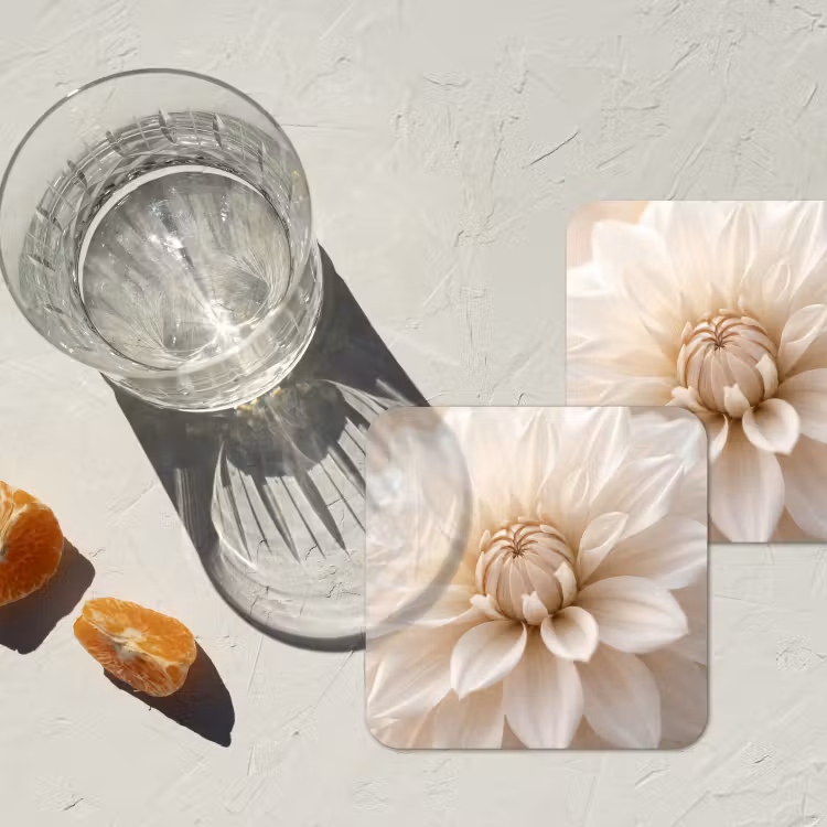 Onderzetter​ - Bloem - Dahlia - Wit — 2
