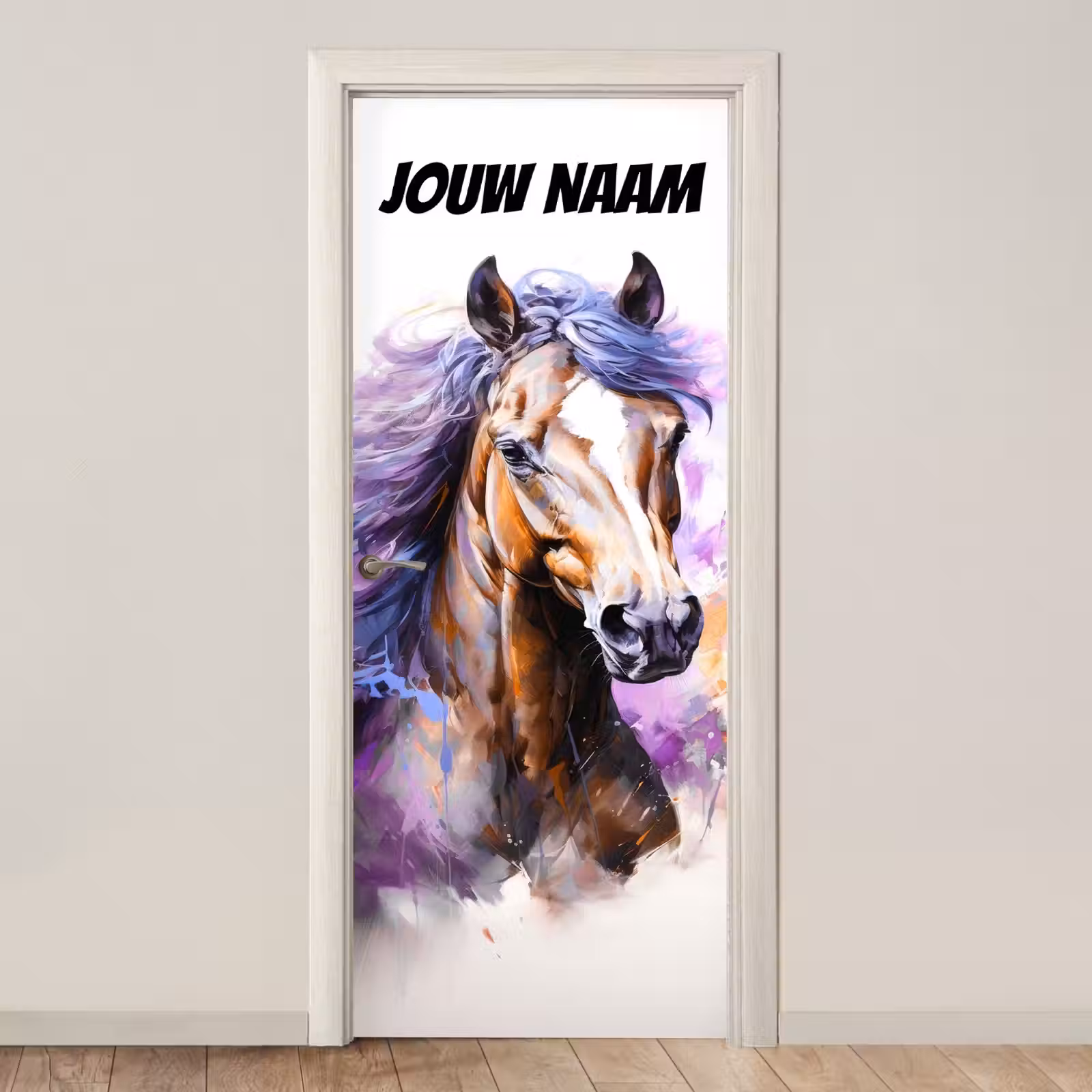 Deursticker met naam - Paard - Kleurrijk - Illustratie — 1