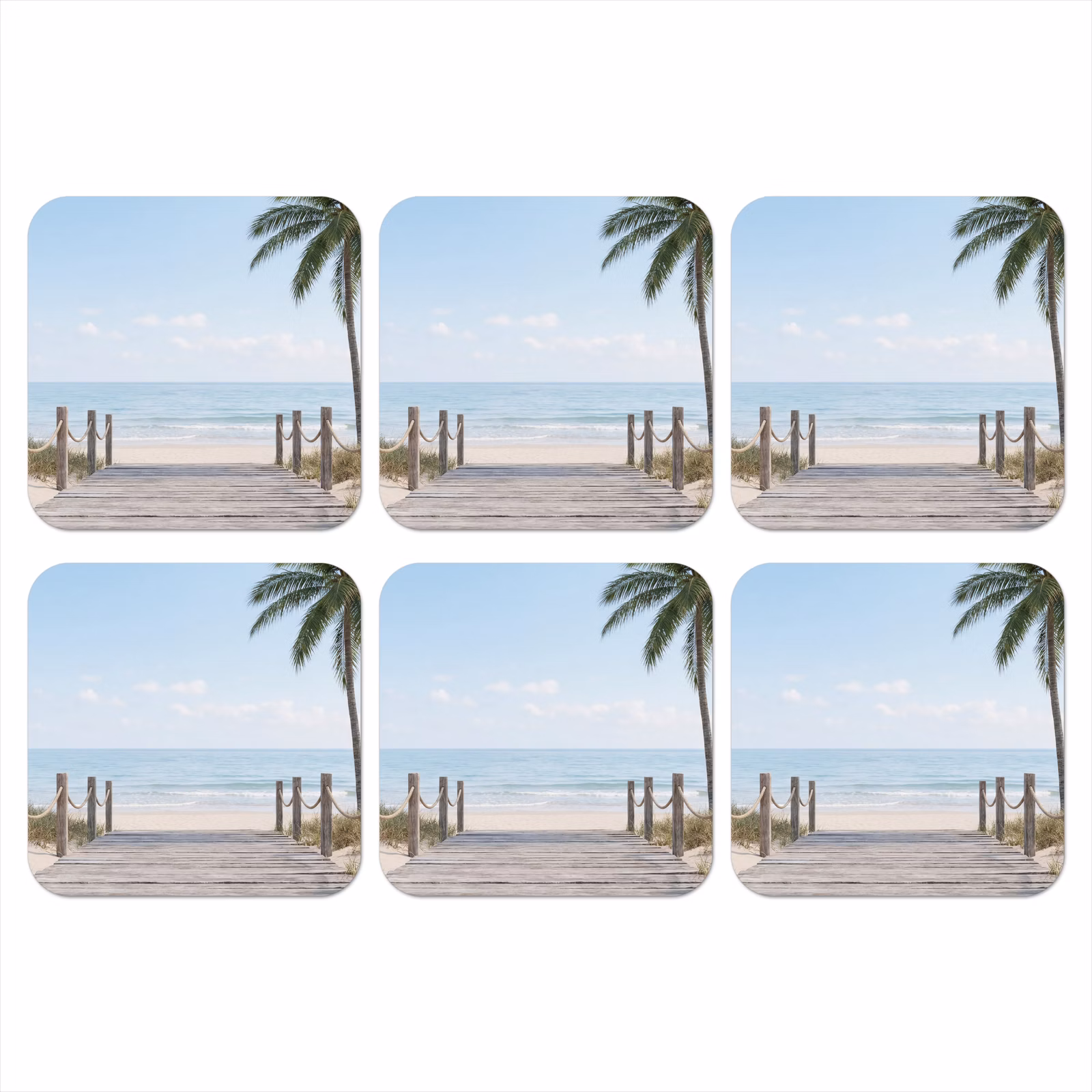 Onderzetter​ - Houten Steiger Strand Palmbomen — 1