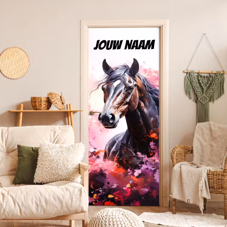 Deursticker met naam - Paard - Illustratie - Roze — 4