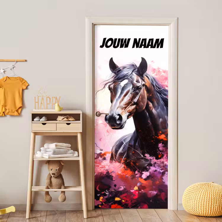 Deursticker met naam - Paard - Illustratie - Roze — 6