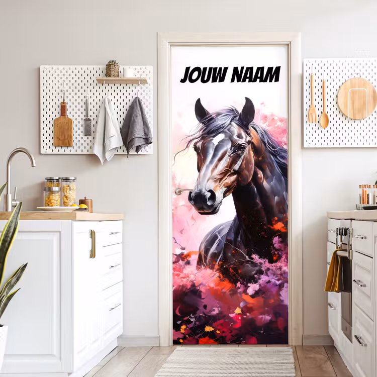 Deursticker met naam - Paard - Illustratie - Roze — 7