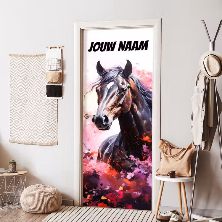 Deursticker met naam - Paard - Illustratie - Roze — 8