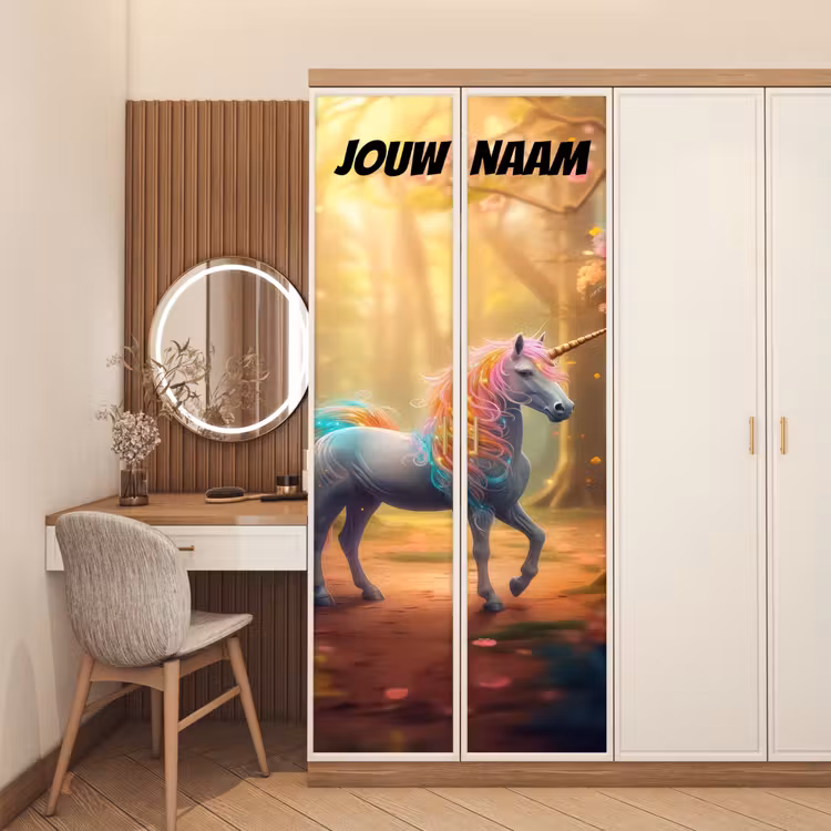 Deursticker met naam - Eenhoorn - Zonlicht - Bos — 5