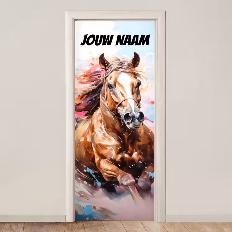 Deursticker met naam - Paard - Illustratie - Artistiek — 1