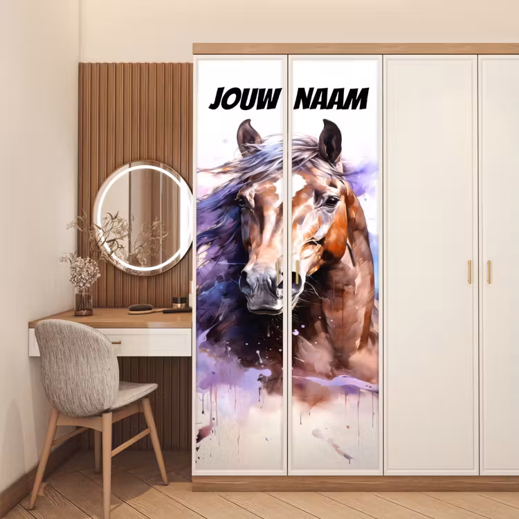 Deursticker met naam - Illustratie - Paard - Kleurrijk — 5